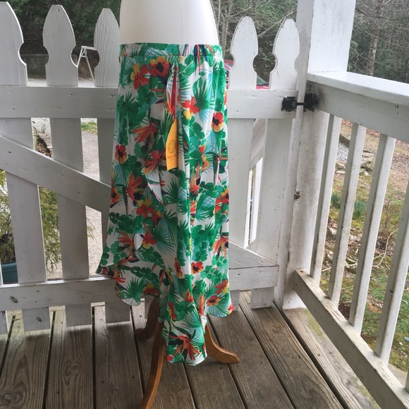 Ruby Rd. Tropical Faux Wrap Skirt M FREE SHIP - Picture 2 of 4